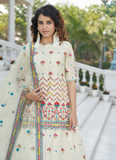 Chinon Chiffon Salwar Suit in Beige